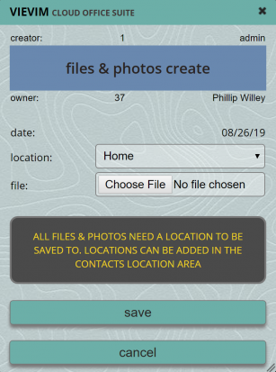 file (PDF) and photo popup